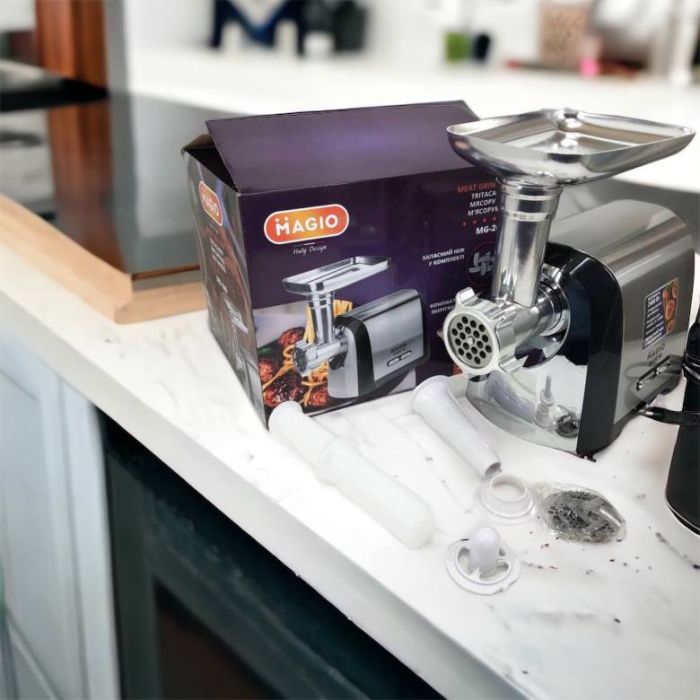 Мясорубка Magio MG-269, 2400 W, мясорубка электрическая металл, мясорубка с металлическим редуктором