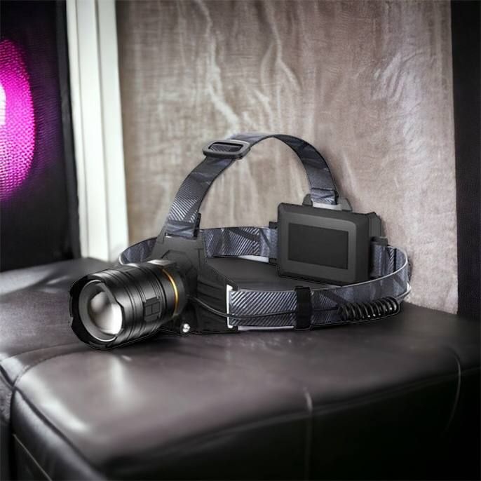 Фонарь налобный мощный Bailong BL-8075-2-GT100, 3 режима, Zoom, алюминий, аккум 2*18650, USB кабель