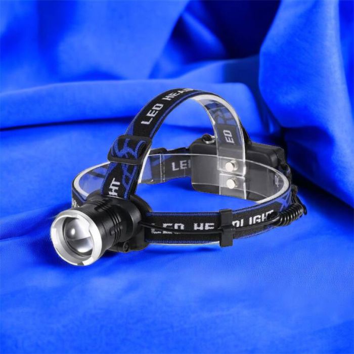 Налобный фонарь Bailong BL-T24-P50 аккумуляторный LED/Zoom 3 режима работы, фонарь на голову для рыбалки