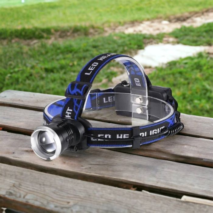 Налобный фонарь Bailong BL-T24-P50 аккумуляторный LED/Zoom 3 режима работы, фонарь на голову для рыбалки