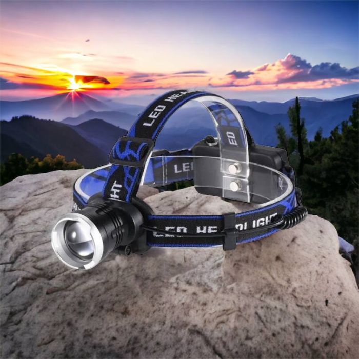 Налобный фонарь Bailong BL-T24-P50 аккумуляторный LED/Zoom 3 режима работы, фонарь на голову для рыбалки