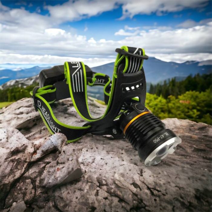 Налобный фонарь Bailong BL-A7-P50, zoom, microUSB, 2х18650, 3 режима, сверхмощный налобный фонарь