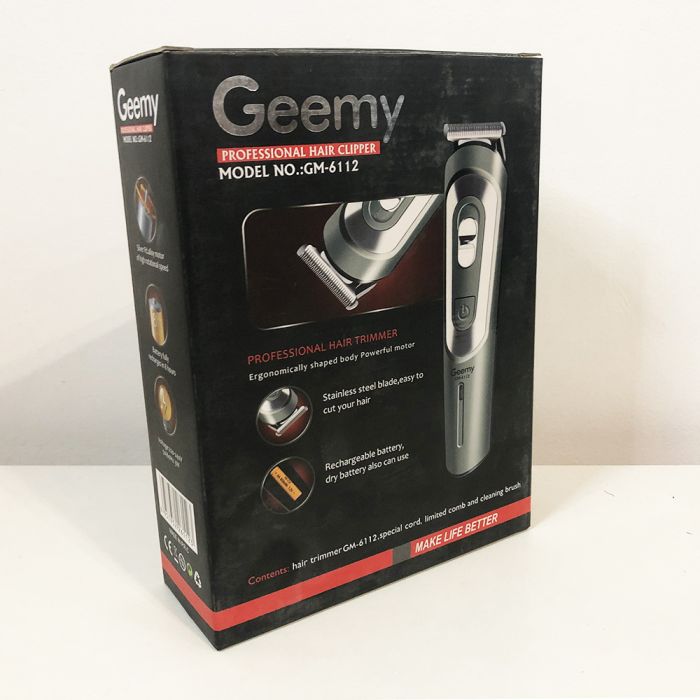 Беспроводная машинка для стрижки волос GEMEI GM-6112 аккумуляторная, окантовочная машинка. Цвет: серый