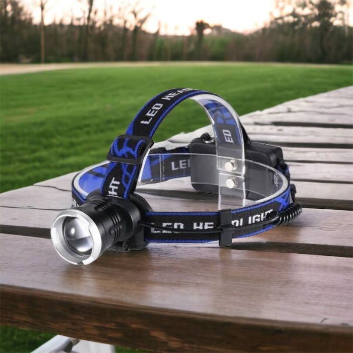Налобный фонарь Bailong BL-T24-P50 аккумуляторный LED/Zoom 3 режима работы, фонарь на голову для рыбалки