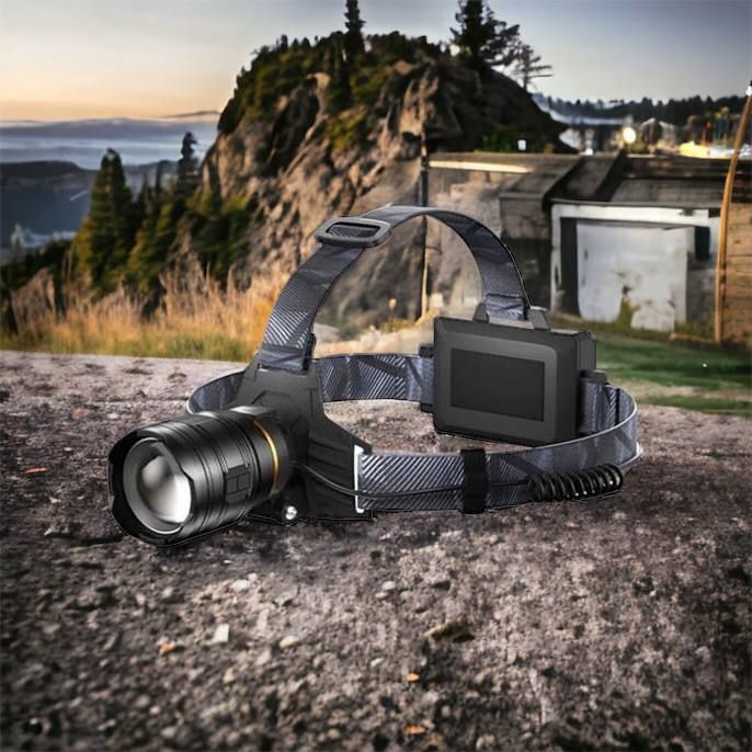 Фонарь налобный мощный Bailong BL-8075-2-GT100, 3 режима, Zoom, алюминий, аккум 2*18650, USB кабель
