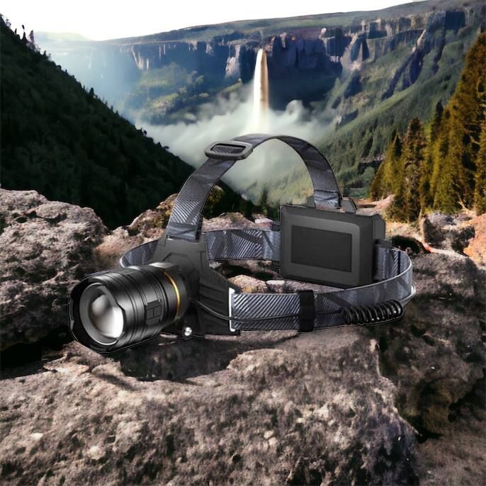 Фонарь налобный мощный Bailong BL-8075-2-GT100, 3 режима, Zoom, алюминий, аккум 2*18650, USB кабель