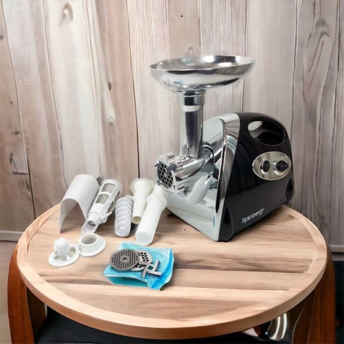 Мясорубка Rainberg RB-675 3800W с соковыжималкой, мясорубка электрическая металл. Цвет: черный