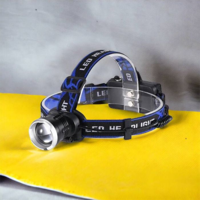 Налобный фонарь Bailong BL-T24-P50 аккумуляторный LED/Zoom 3 режима работы, фонарь на голову для рыбалки