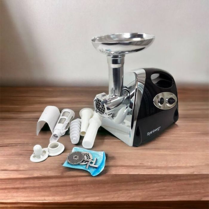 Мясорубка Rainberg RB-675 3800W с соковыжималкой, мясорубка электрическая металл. Цвет: черный