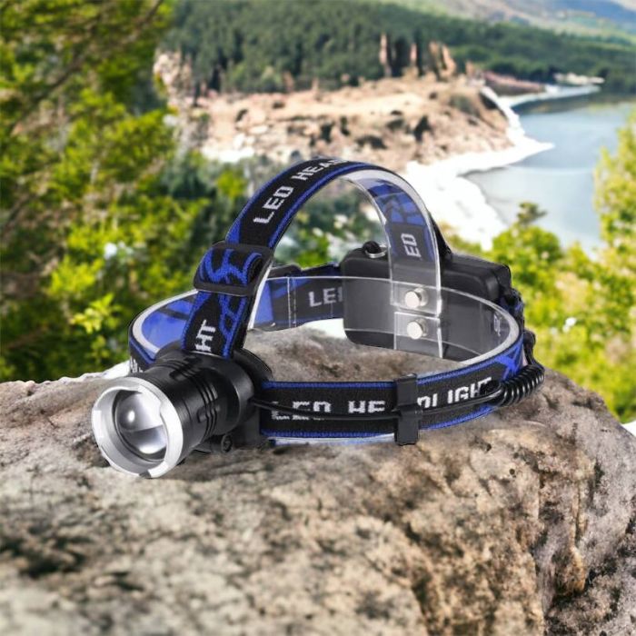 Налобный фонарь Bailong BL-T24-P50 аккумуляторный LED/Zoom 3 режима работы, фонарь на голову для рыбалки