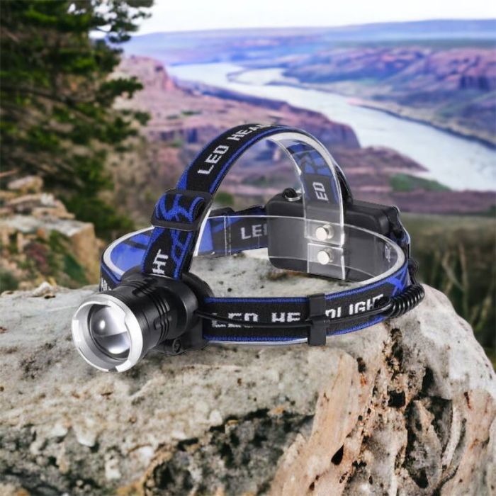 Налобный фонарь Bailong BL-T24-P50 аккумуляторный LED/Zoom 3 режима работы, фонарь на голову для рыбалки