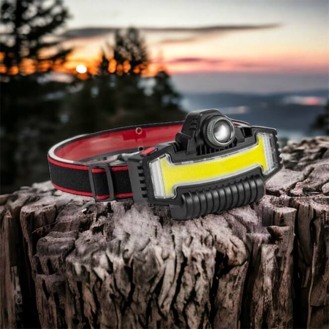 Налобный фонарик Bailong BL-W685-LTS+COB+RGB, 5 режимов, водостойкий, ударостойкий, USB кабель Type-c