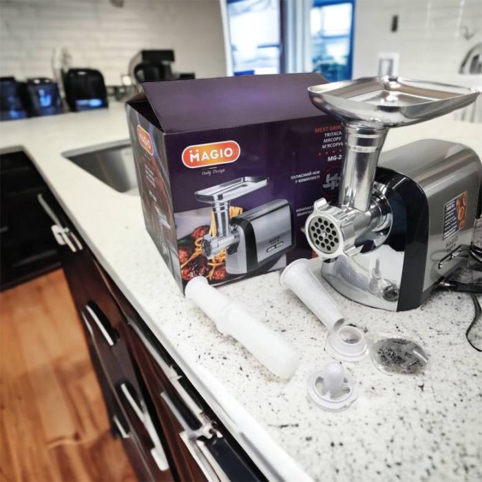 Мясорубка Magio MG-269, 2400 W, мясорубка электрическая металл, мясорубка с металлическим редуктором