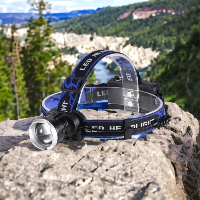 Налобный фонарь Bailong BL-T24-P50 аккумуляторный LED/Zoom 3 режима работы, фонарь на голову для рыбалки