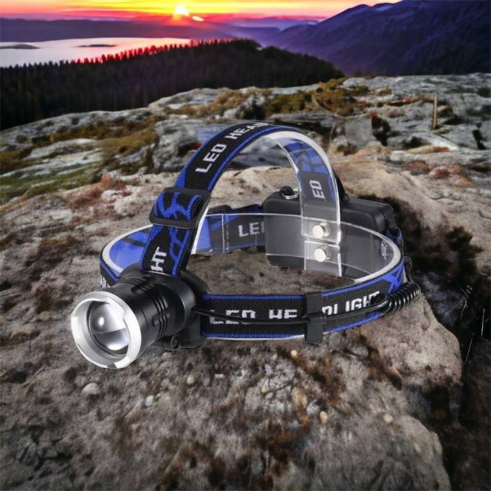 Налобный фонарь Bailong BL-T24-P50 аккумуляторный LED/Zoom 3 режима работы, фонарь на голову для рыбалки