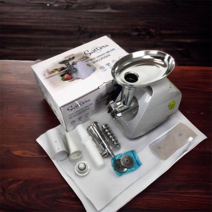 Мясорубка Suntera SMG-5425W, мясорубка-соковыжималка, электрическая мясорубка с насадками для дома