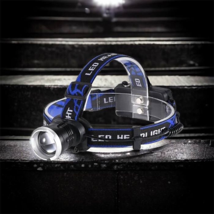 Налобный фонарь Bailong BL-T24-P50 аккумуляторный LED/Zoom 3 режима работы, фонарь на голову для рыбалки