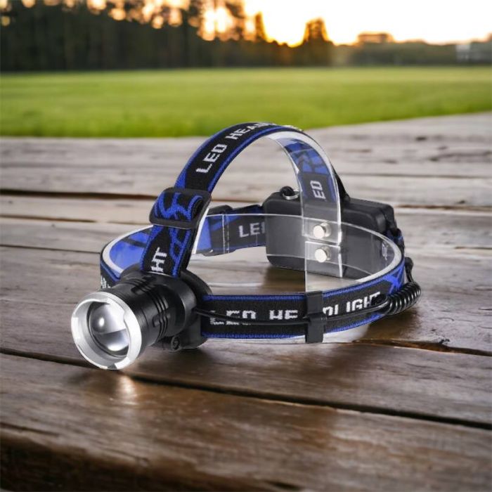 Налобный фонарь Bailong BL-T24-P50 аккумуляторный LED/Zoom 3 режима работы, фонарь на голову для рыбалки