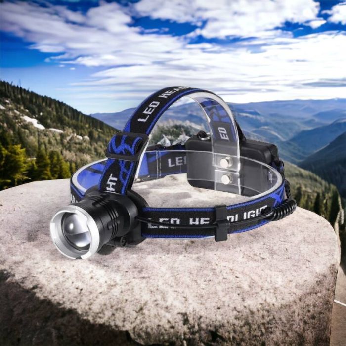 Налобный фонарь Bailong BL-T24-P50 аккумуляторный LED/Zoom 3 режима работы, фонарь на голову для рыбалки
