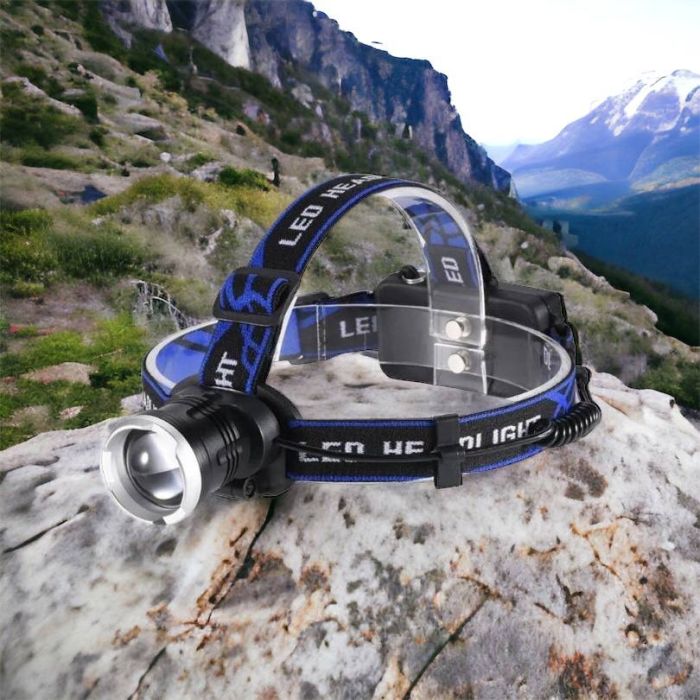 Налобный фонарь Bailong BL-T24-P50 аккумуляторный LED/Zoom 3 режима работы, фонарь на голову для рыбалки