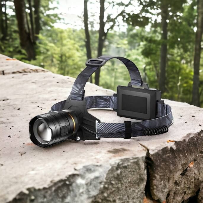 Фонарь налобный мощный Bailong BL-8075-2-GT100, 3 режима, Zoom, алюминий, аккум 2*18650, USB кабель