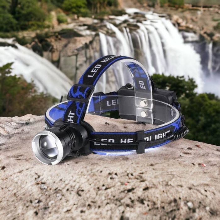 Налобный фонарь Bailong BL-T24-P50 аккумуляторный LED/Zoom 3 режима работы, фонарь на голову для рыбалки