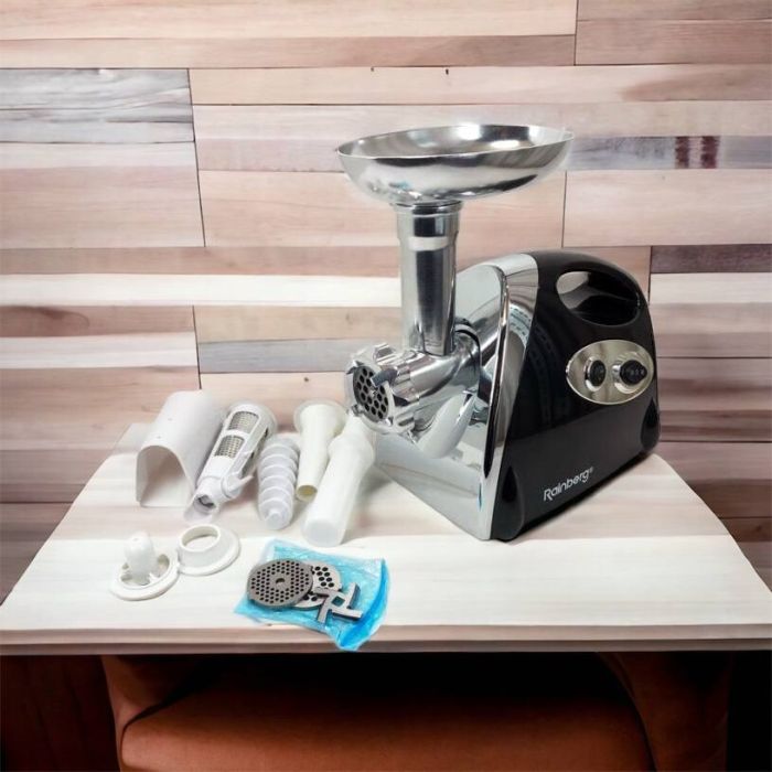 Мясорубка Rainberg RB-675 3800W с соковыжималкой, мясорубка электрическая металл. Цвет: черный
