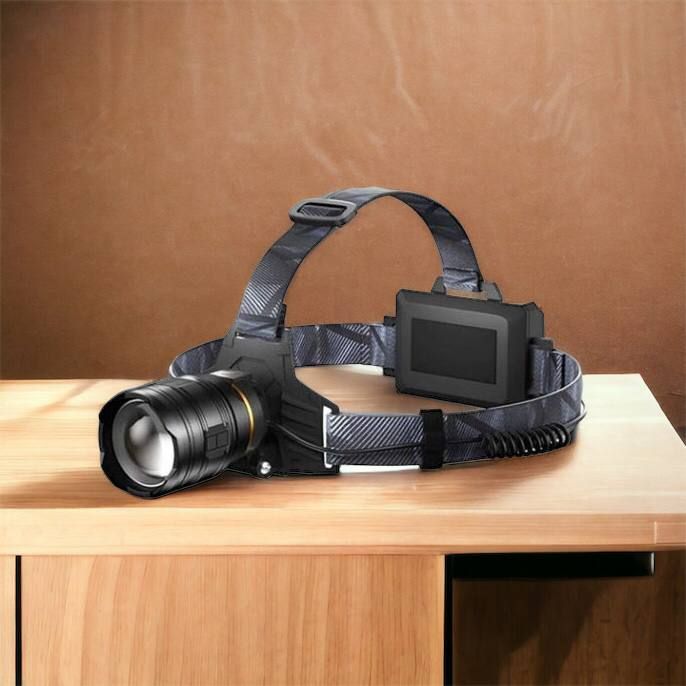 Фонарь налобный мощный Bailong BL-8075-2-GT100, 3 режима, Zoom, алюминий, аккум 2*18650, USB кабель