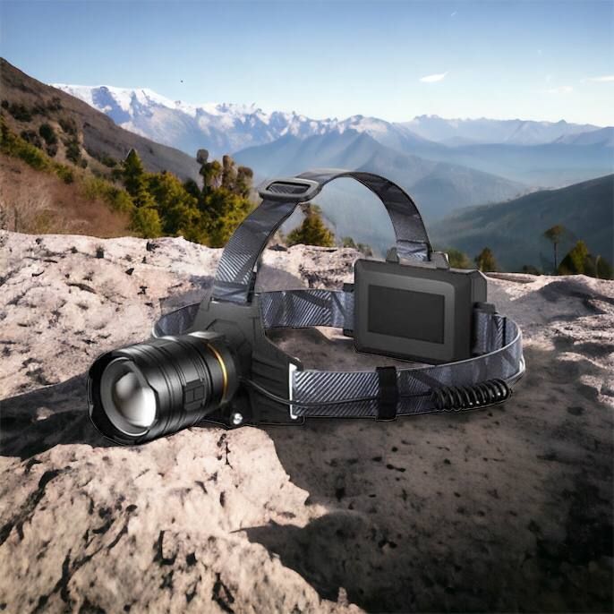 Фонарь налобный мощный Bailong BL-8075-2-GT100, 3 режима, Zoom, алюминий, аккум 2*18650, USB кабель