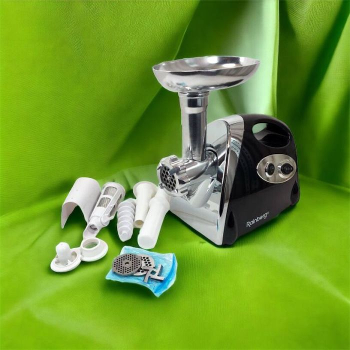 Мясорубка Rainberg RB-675 3800W с соковыжималкой, мясорубка электрическая металл. Цвет: черный
