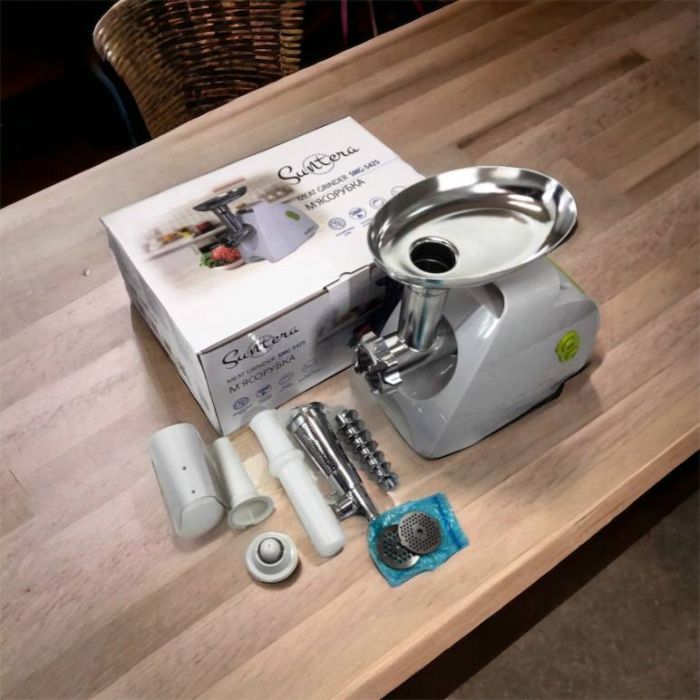 Мясорубка Suntera SMG-5425W, мясорубка-соковыжималка, электрическая мясорубка с насадками для дома