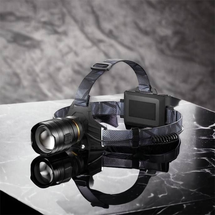 Фонарь налобный мощный Bailong BL-8075-2-GT100, 3 режима, Zoom, алюминий, аккум 2*18650, USB кабель