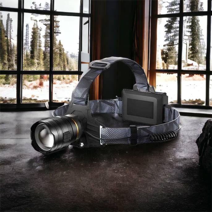 Фонарь налобный мощный Bailong BL-8075-2-GT100, 3 режима, Zoom, алюминий, аккум 2*18650, USB кабель