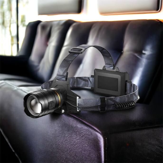 Фонарь налобный мощный Bailong BL-8075-2-GT100, 3 режима, Zoom, алюминий, аккум 2*18650, USB кабель