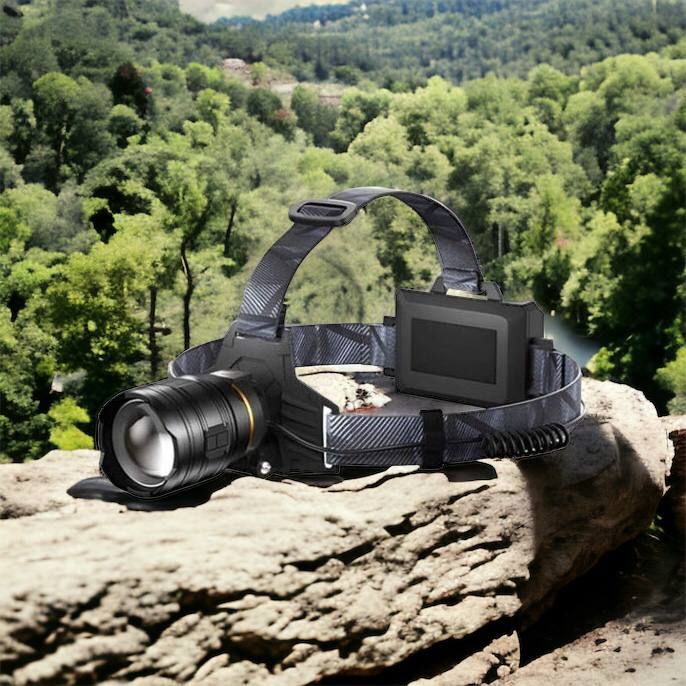 Фонарь налобный мощный Bailong BL-8075-2-GT100, 3 режима, Zoom, алюминий, аккум 2*18650, USB кабель