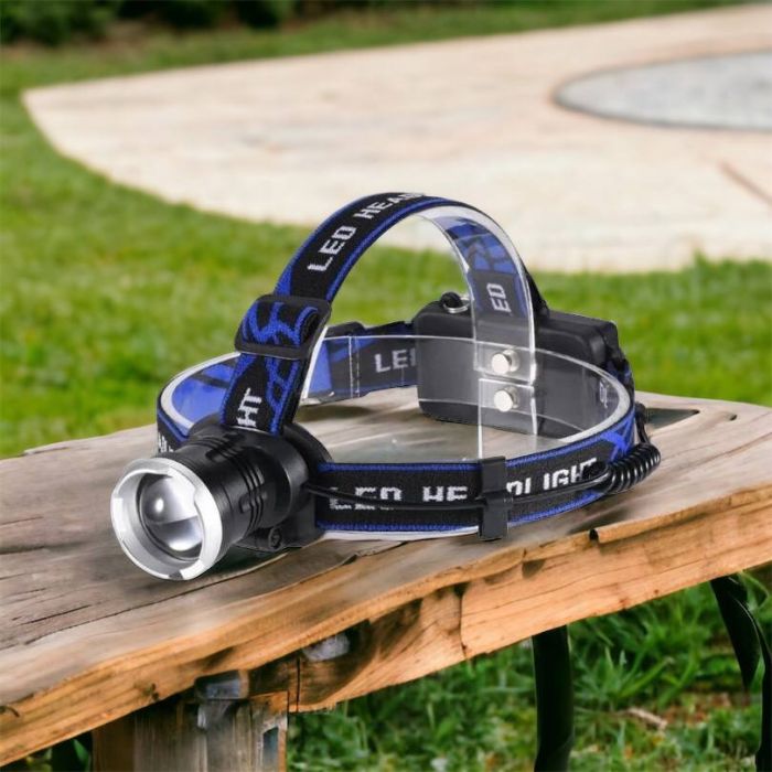 Налобный фонарь Bailong BL-T24-P50 аккумуляторный LED/Zoom 3 режима работы, фонарь на голову для рыбалки