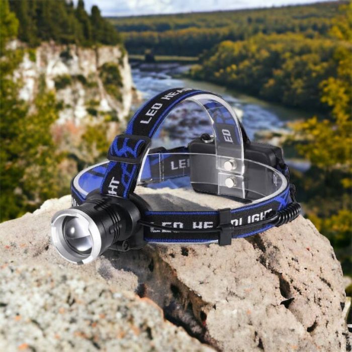 Налобный фонарь Bailong BL-T24-P50 аккумуляторный LED/Zoom 3 режима работы, фонарь на голову для рыбалки