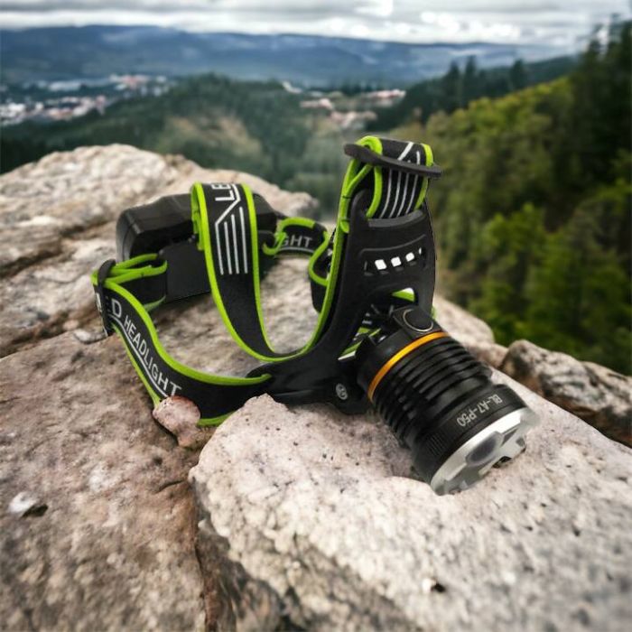 Налобный фонарь Bailong BL-A7-P50, zoom, microUSB, 2х18650, 3 режима, сверхмощный налобный фонарь