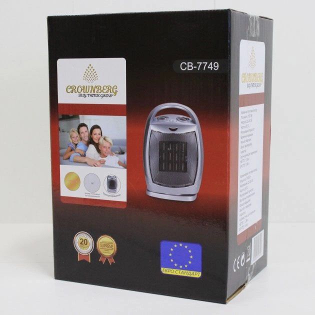 Обогреватель керамический тепловентилятор Crownberg CB-7749 с таймером, ветродуйка электрическая