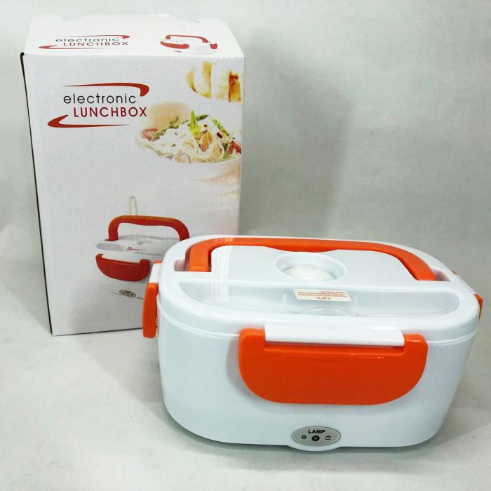 Ланч бокс электрический с подогревом Lunch Heater 220V Pro, контейнер для еды с отсеками. Цвет: оранжевый