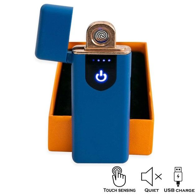 Электрозажигалка USB ZGP ABS, сенсорная зажигалка электрическая спиральная. Цвет: синий