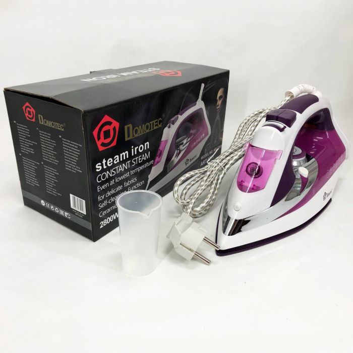 Утюг Domotec MS 2201 2800W керамическая подошва, Профессиональный паровой утюг. Цвет: фиолетовый