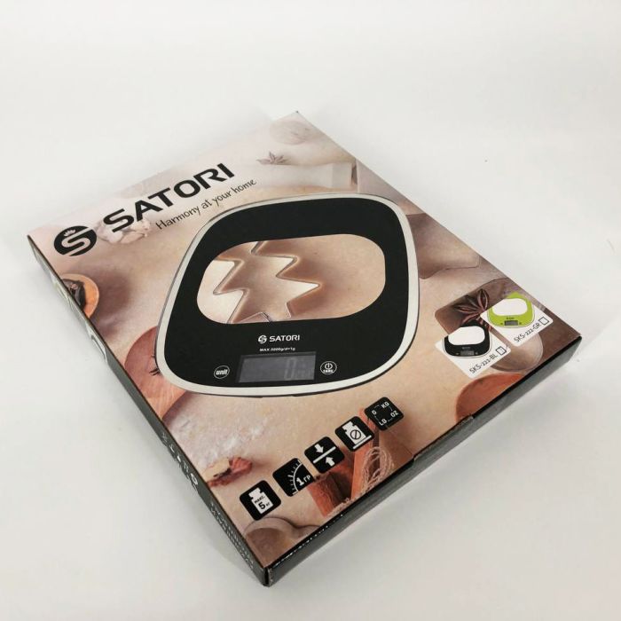 Кухонные весы Satori SKS-221-BL до 5кг, электронные кухонные весы, точные кухонные весы. Цвет: черный