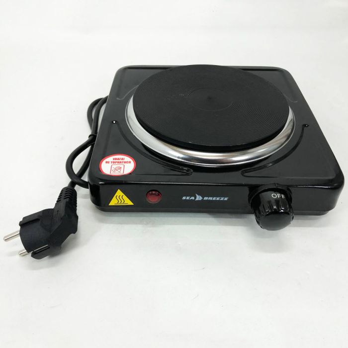 Настольная плита электрическая Sea Breeze SB-061 1000 Вт, переносная компактная электроплита. Цвет: черный