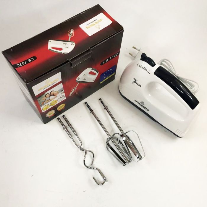 Миксер Crownberg CB-7322 с венчиками и крюками для теста 300 Вт, ручной миксер для кухни, кухонный миксер