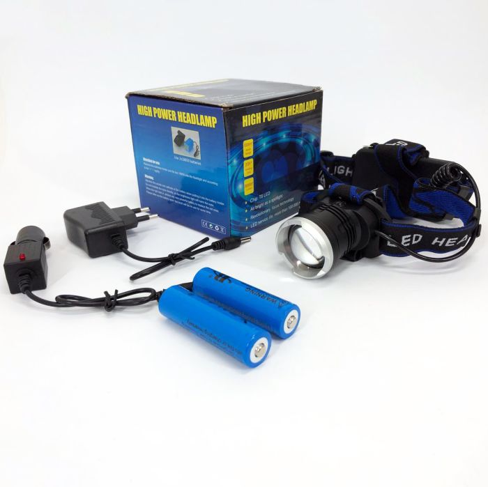 Налобный фонарь Bailong BL-T24-P50 аккумуляторный LED/Zoom 3 режима работы, фонарь на голову для рыбалки