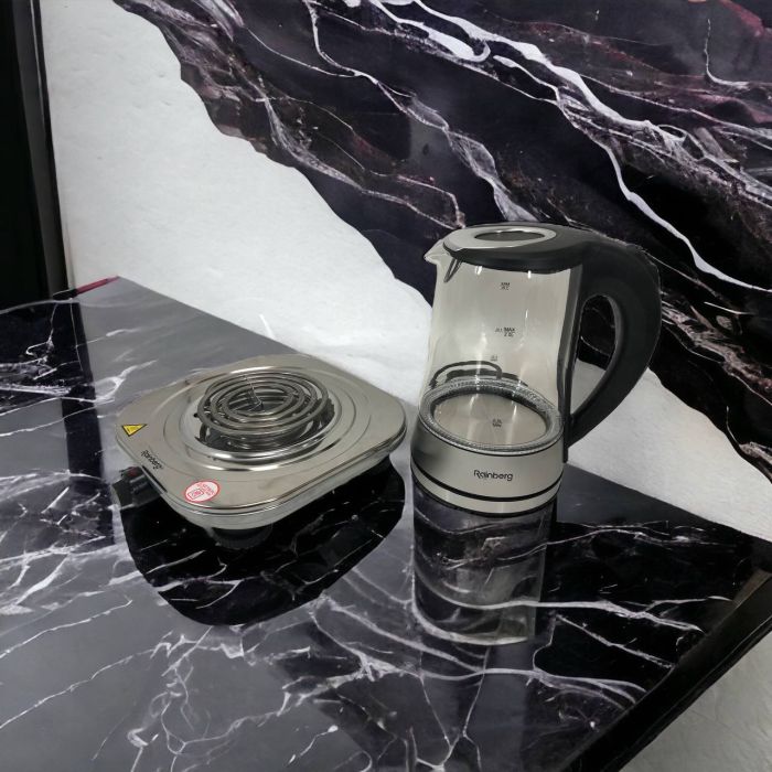 Набор дизайнерской линейки Rainberg: Электроплита Rainberg RB-010 + Чайник электрический Rainberg RB-704