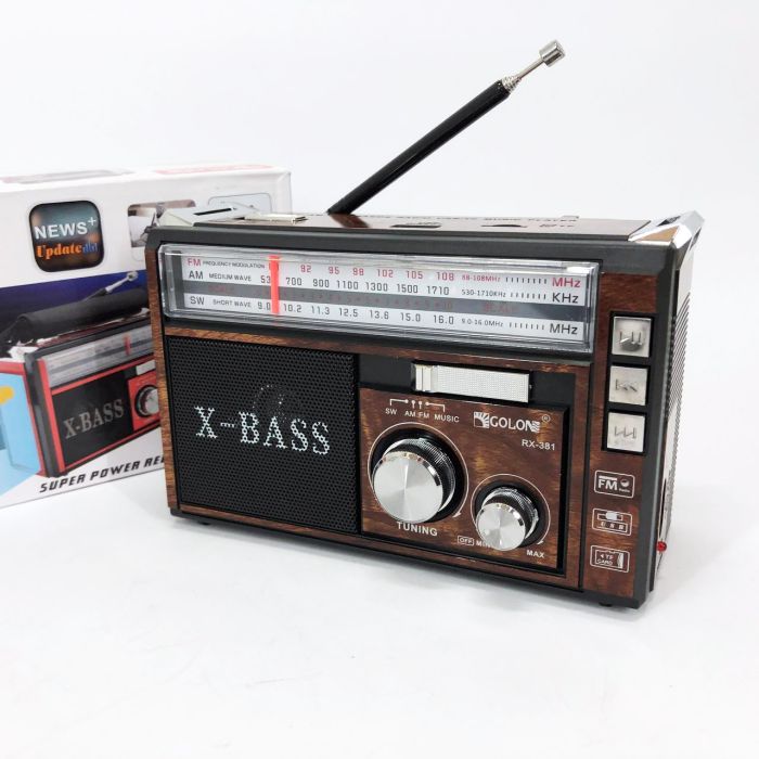 Радиоприёмник портативное радио Golon RX-381 аккумуляторный ретро колонка usb sd mp3 fm. Цвет: коричневый