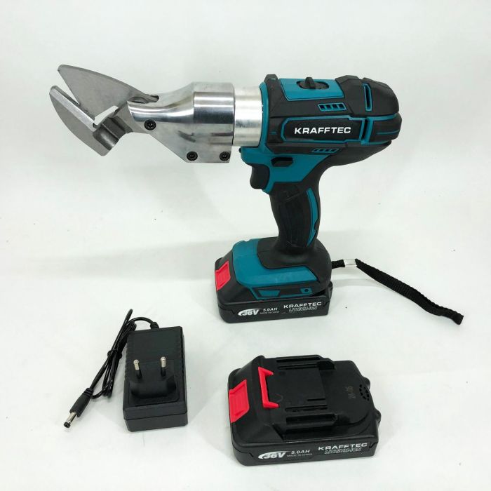 Аккумуляторные ножницы по металлу в кейсе Krafftec DJS130R, 2 акб 36V/5AP