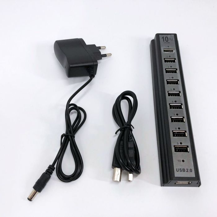 Разветвитель USB HUB на 10 портов с активной зарядкой 220V, Разветвитель юсб, Хаб для ноутбука